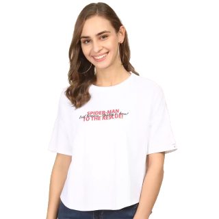 VAN HEUSEN  Printed Women Round Neck White T-Shirt at Rs.799